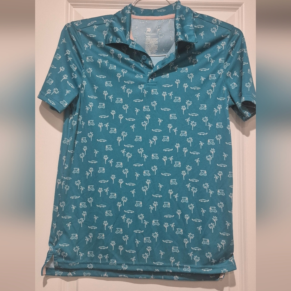Youth Teal Patterned Polo Shirt